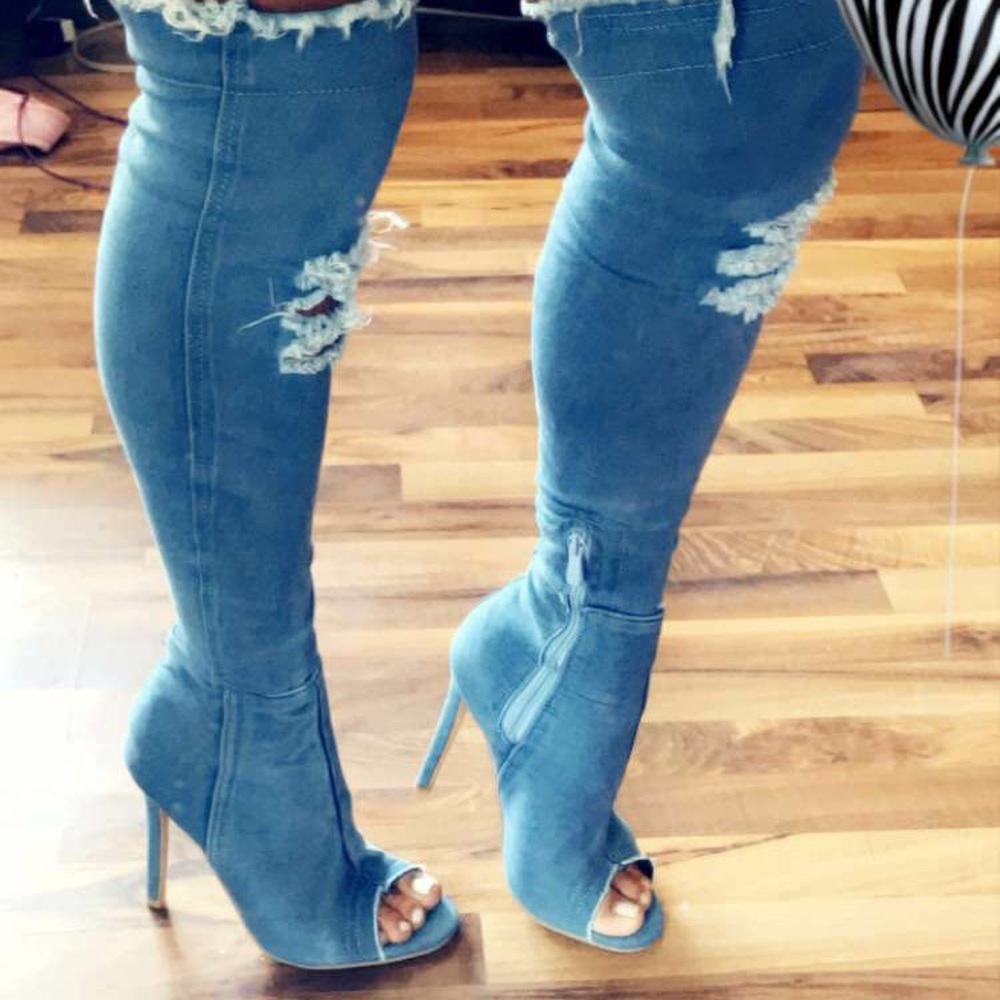 Denim Heels Size 8